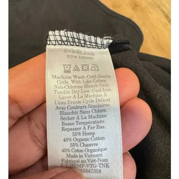 Everlane Womens Organic Cotton Racerback Tank Top Black SIZE XS - Picture 3 of 6